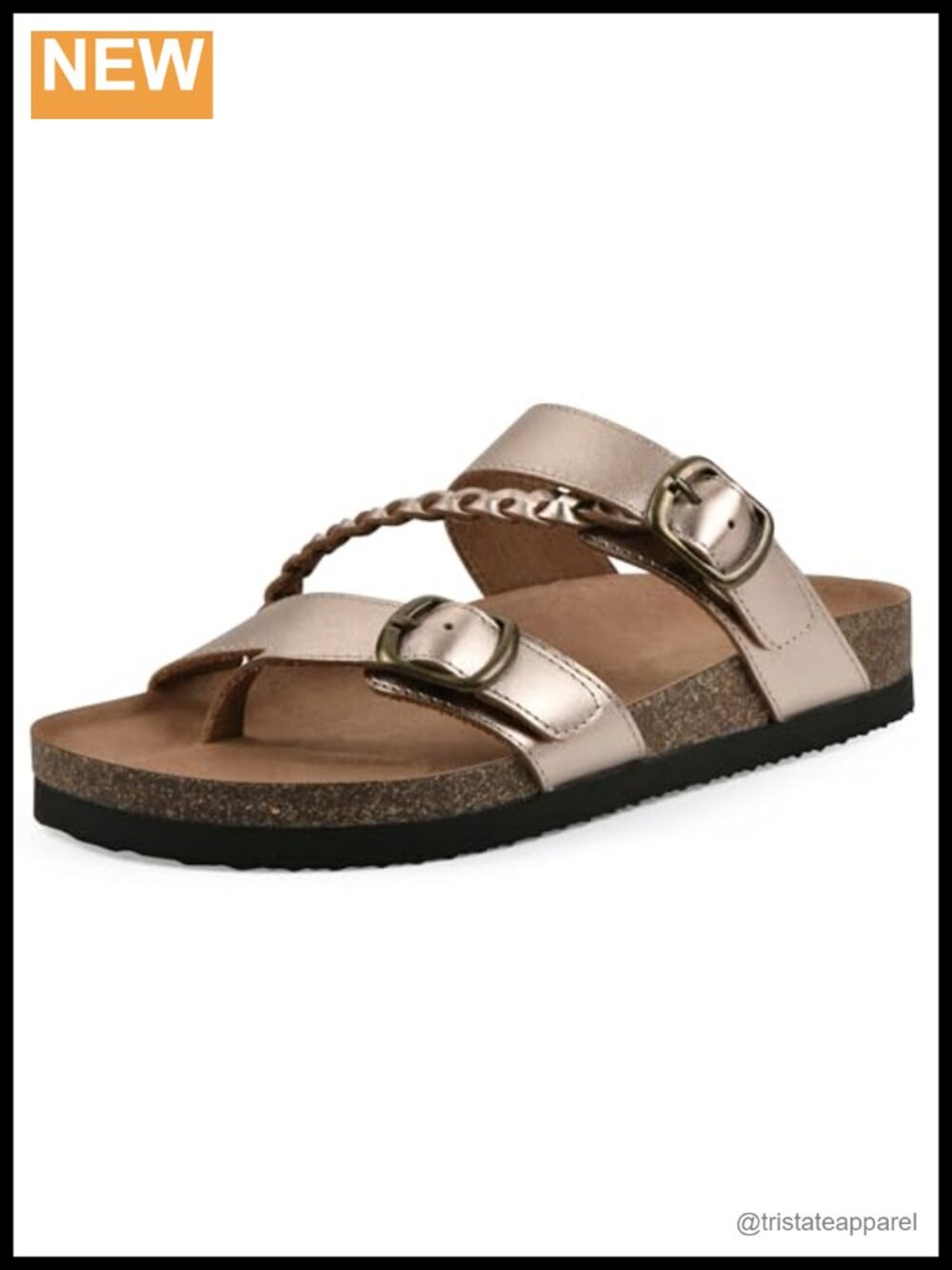 Braided Leather Thong Sandals with Molded Footbed Slip-On Casual Flats